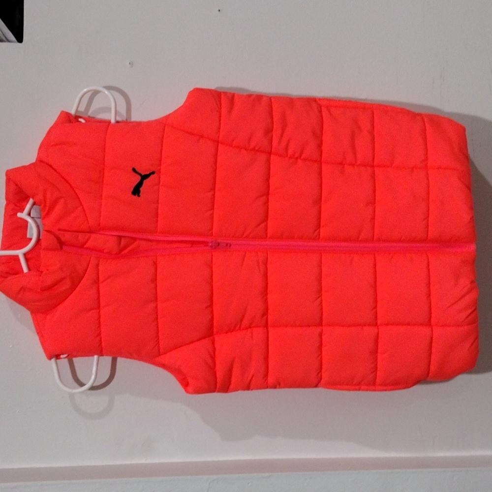 Puma Puffer Coral Pink Vest-Girl Size M 10-12